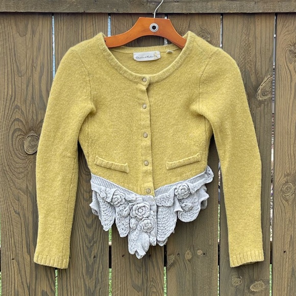 Anthropologie Sweaters - Anthropologie Wool Blend Custom Crochet Detail Fitted Cardigan Women’s Small